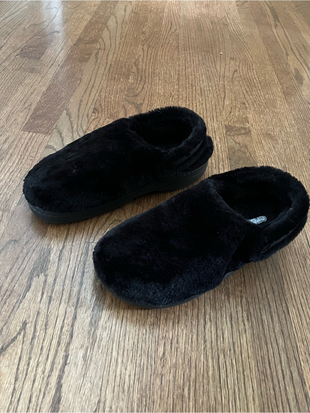 Men’s CROCS Black Fuzzy Slip-On Loafers